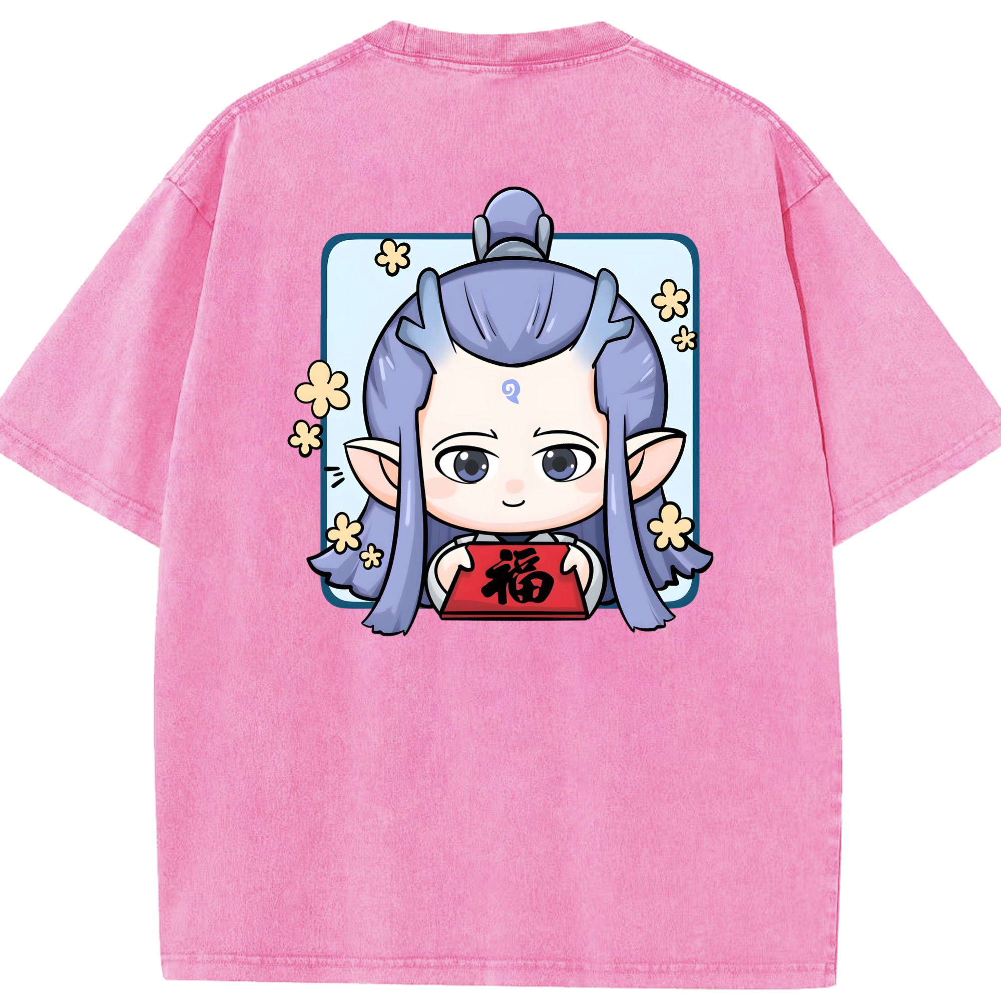 （画像用） Ne Zha 2 ナタ 魔童の大暴れ 綿100% ヴィンテージ風 半袖Tシャツ（背面プリント）